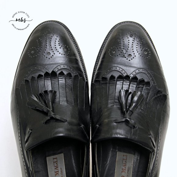 Bruno Magli Vernon Leather Tassel Loafers in Black - Picture 10 of 14